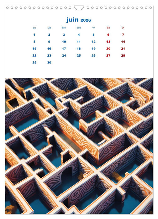 Les énigmes du labyrinthe (CALVENDO Calendrier mensuel 2026)