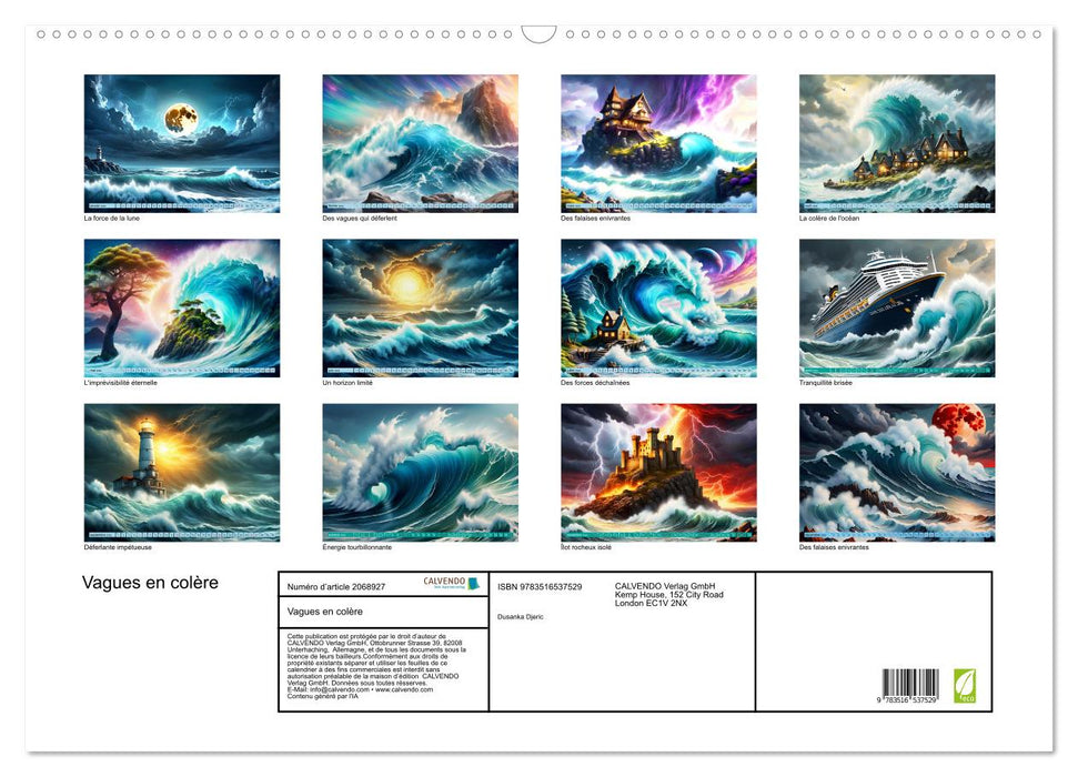 Vagues en colère (CALVENDO Calendrier mensuel 2026)