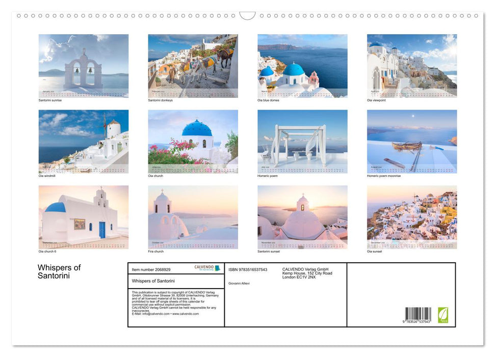Whispers of Santorini (CALVENDO Monthly Calendar 2026)
