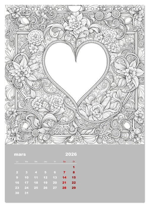 Coloriage (CALVENDO Calendrier mensuel 2026)