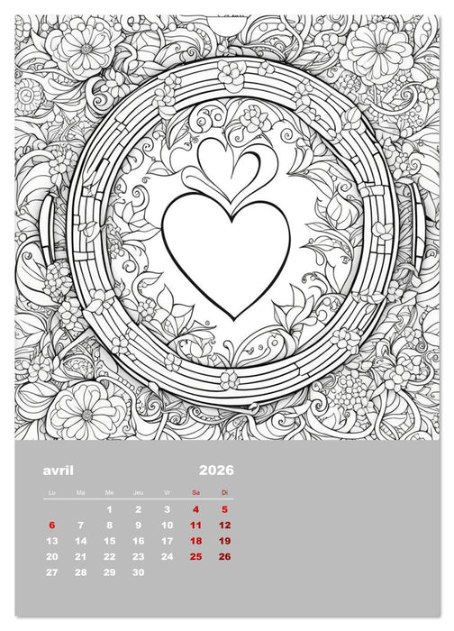 Coloriage (CALVENDO Calendrier mensuel 2026)