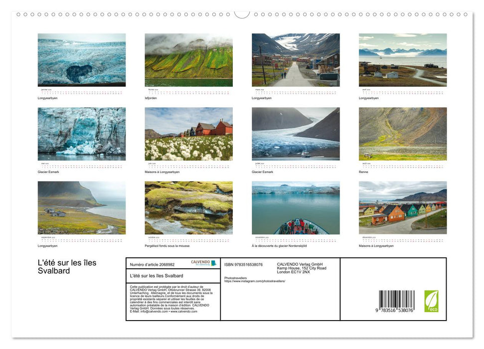 L'été sur les îles Svalbard (CALVENDO Calendrier supérieur 2026)