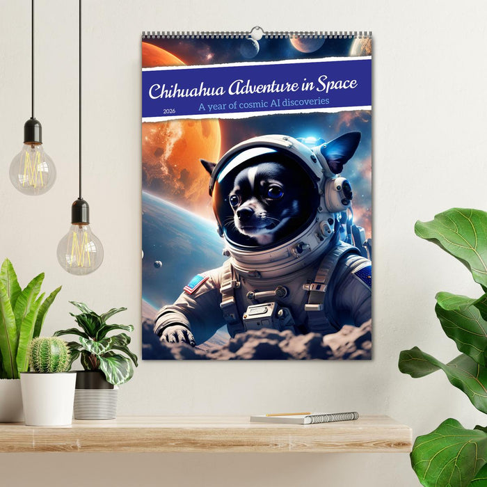 Chihuahua Adventure in Space (CALVENDO Monthly Calendar 2026)