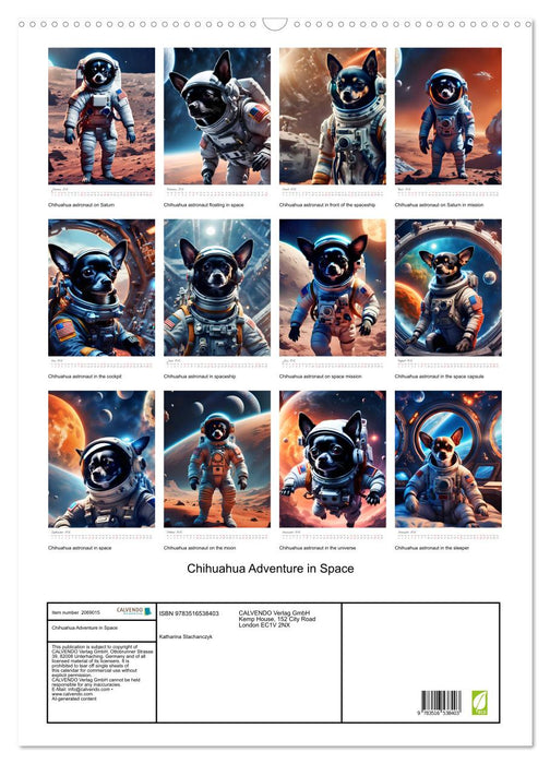 Chihuahua Adventure in Space (CALVENDO Monthly Calendar 2026)