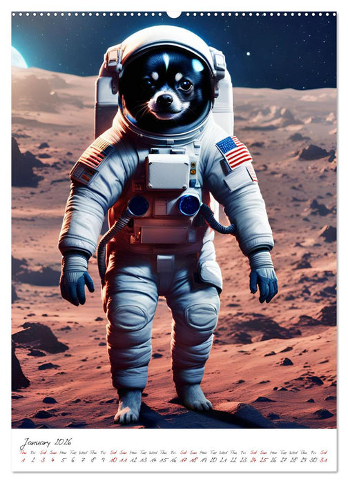 Chihuahua Adventure in Space (CALVENDO Monthly Calendar 2026)