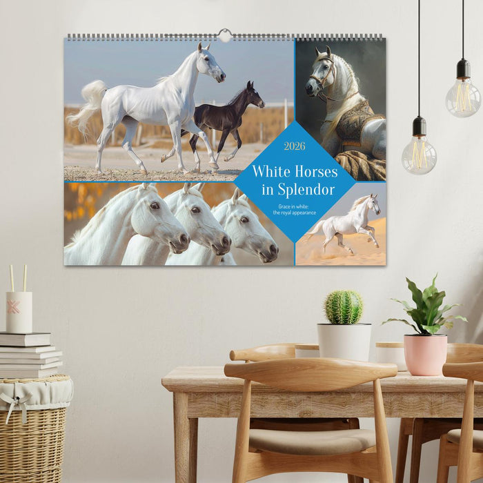 White Horses in Splendor (CALVENDO Monthly Calendar 2026)