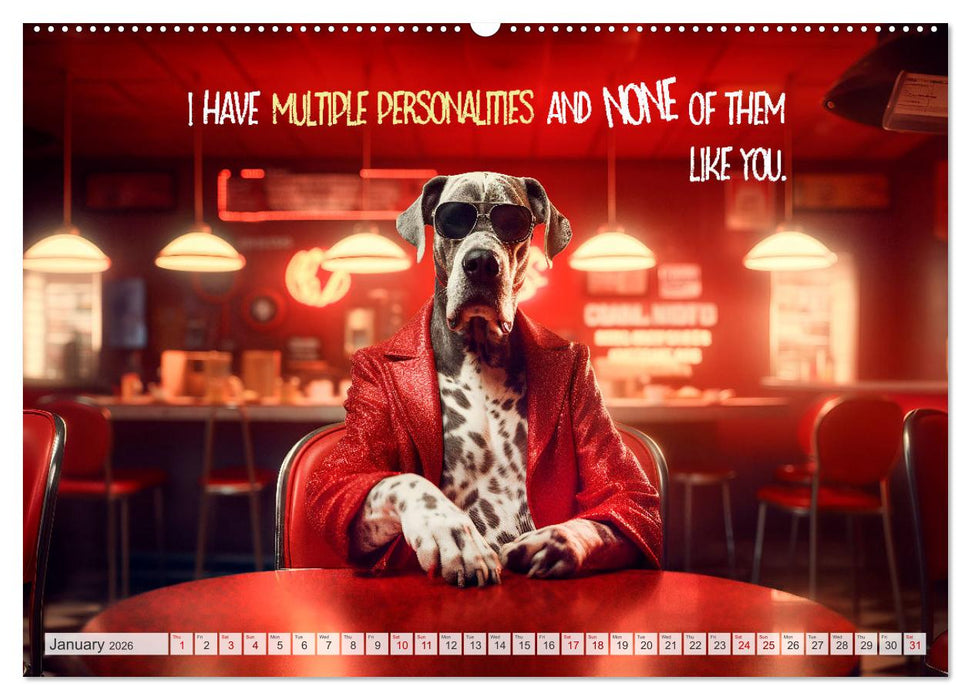 Crazy dogs COOL SAYINGS (CALVENDO Monthly Calendar 2026)