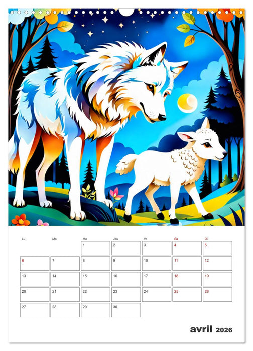 Les fables illustrées (CALVENDO Calendrier mensuel 2026)