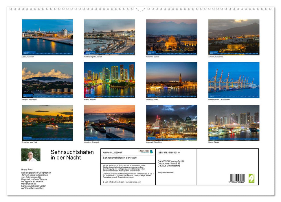 Sehnsuchtshäfen in der Nacht (CALVENDO Wandkalender 2026)