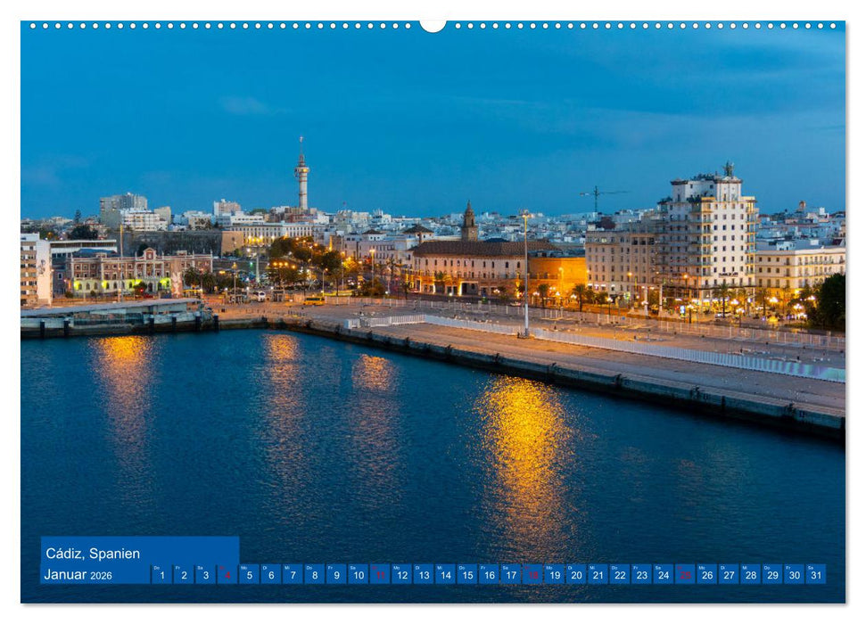 Sehnsuchtshäfen in der Nacht (CALVENDO Wandkalender 2026)