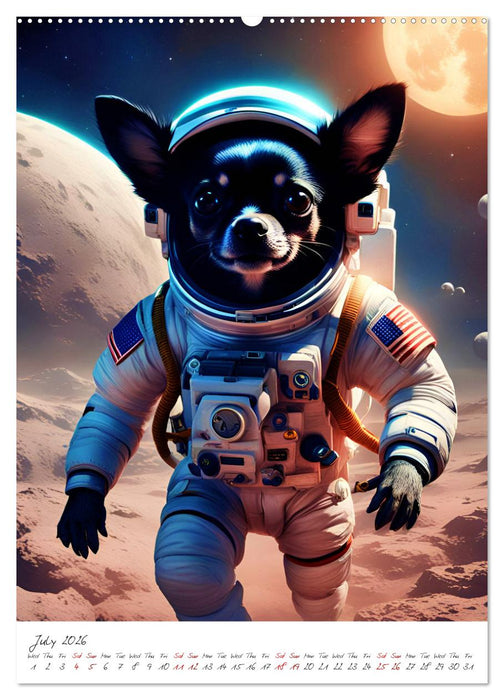 Chihuahua Adventure in Space (CALVENDO Premium-Calendar 2026)
