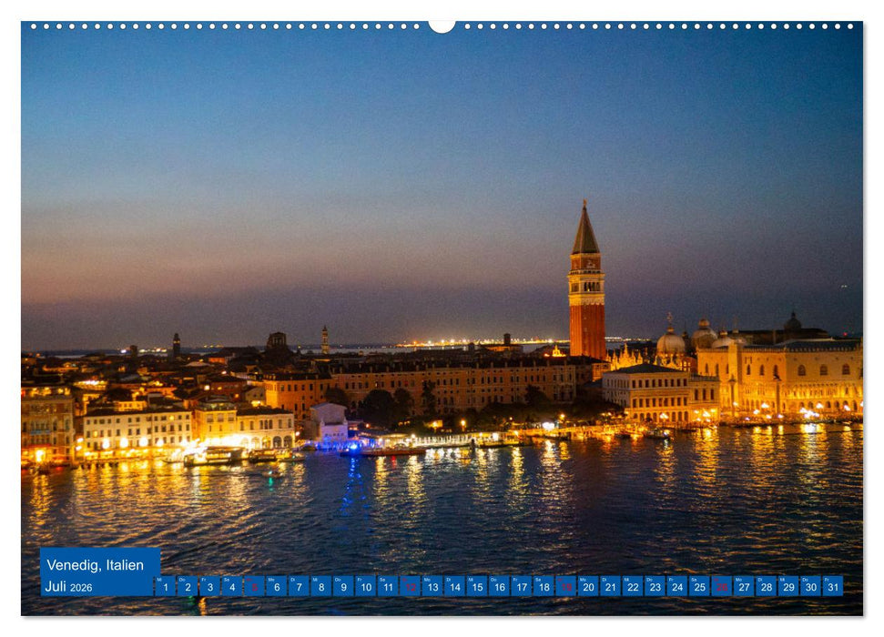 Sehnsuchtshäfen in der Nacht (CALVENDO Premium Wandkalender 2026)