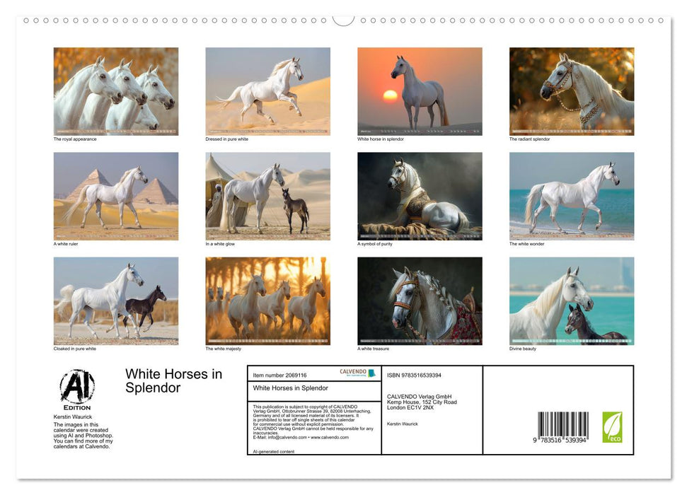 White Horses in Splendor (CALVENDO Premium-Calendar 2026)