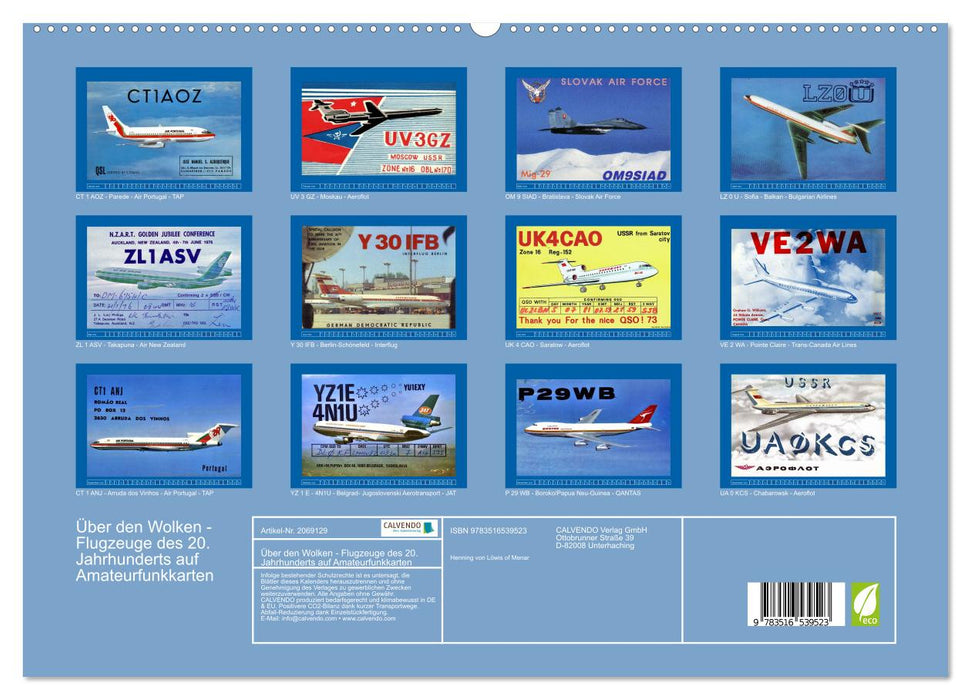 Über den Wolken - Flugzeuge des 20. Jahrhunderts auf Amateurfunkkarten (CALVENDO Premium Wandkalender 2026)