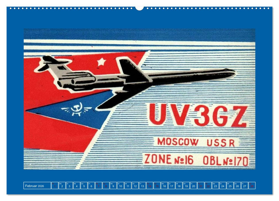 Über den Wolken - Flugzeuge des 20. Jahrhunderts auf Amateurfunkkarten (CALVENDO Premium Wandkalender 2026)