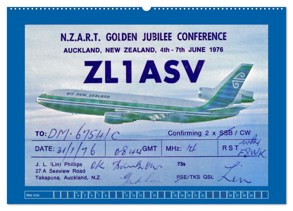 Über den Wolken - Flugzeuge des 20. Jahrhunderts auf Amateurfunkkarten (CALVENDO Premium Wandkalender 2026)