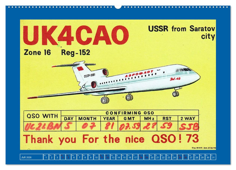 Über den Wolken - Flugzeuge des 20. Jahrhunderts auf Amateurfunkkarten (CALVENDO Premium Wandkalender 2026)