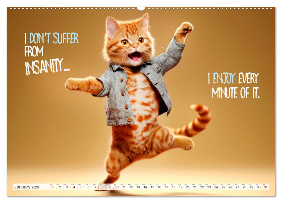 WITTY CATS Cool sayings (CALVENDO Premium-Calendar 2026)