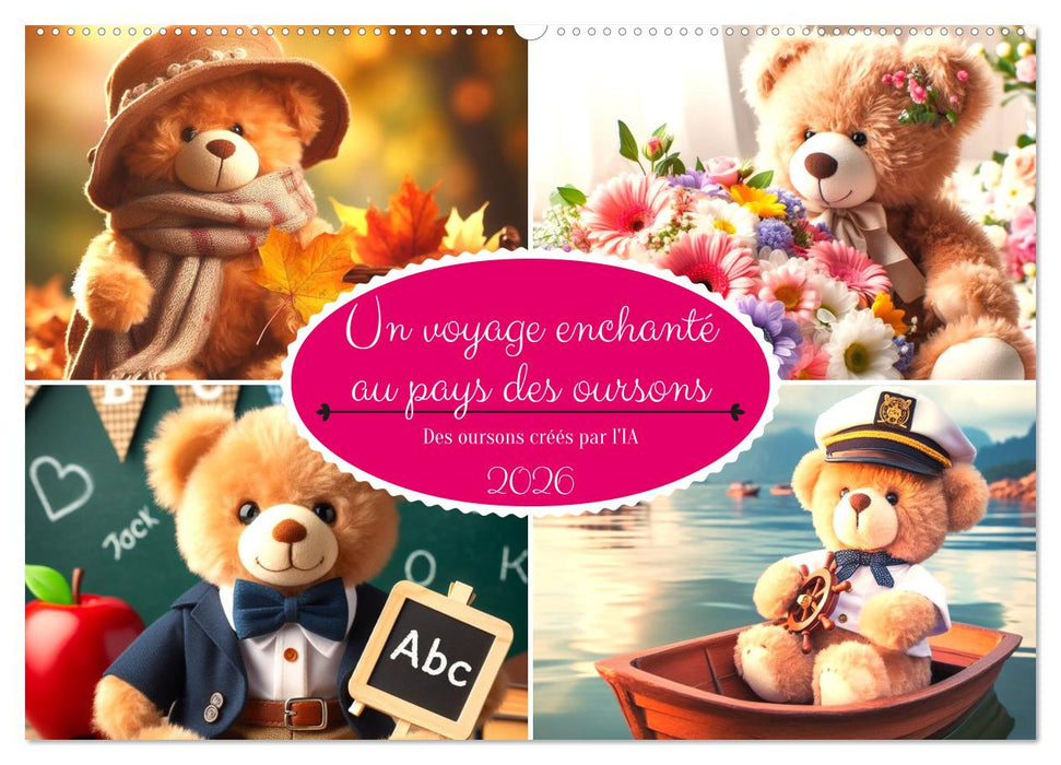 Un voyage enchanté au pays des oursons -Des oursons créés par l'IA (CALVENDO Calendrier mensuel 2026)