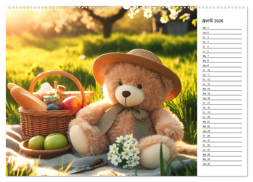 Un voyage enchanté au pays des oursons -Des oursons créés par l'IA (CALVENDO Calendrier mensuel 2026)