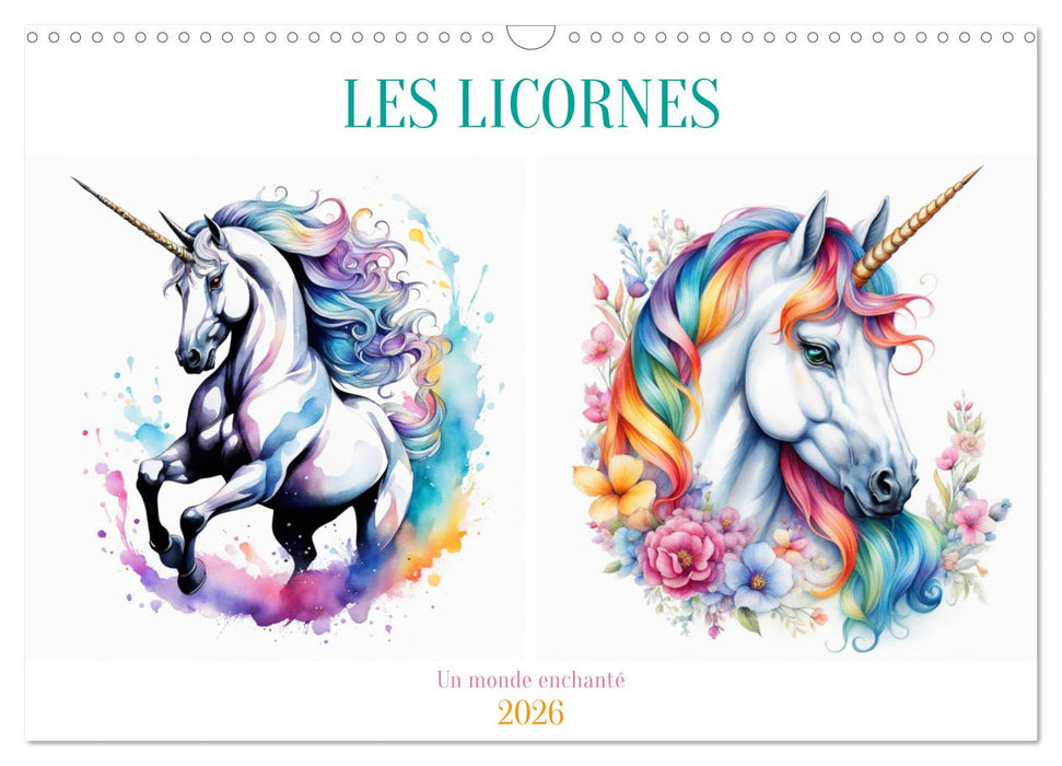 Les licornes (CALVENDO Calendrier mensuel 2026)