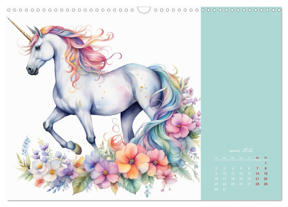 Les licornes (CALVENDO Calendrier mensuel 2026)