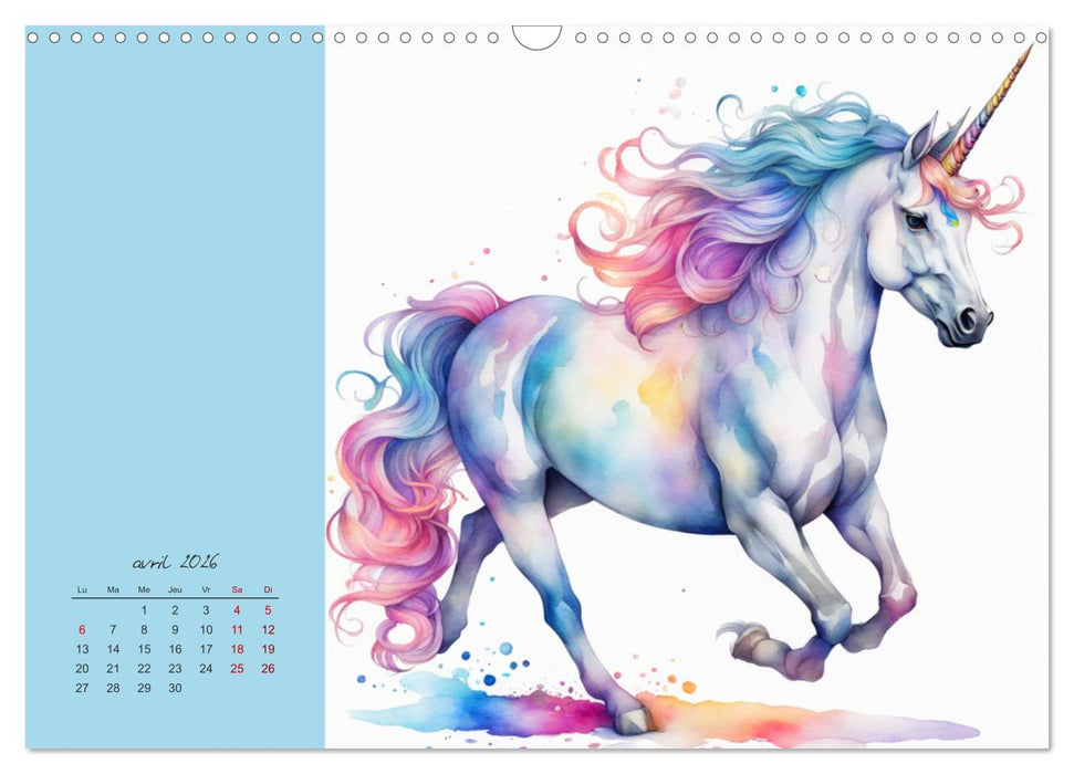 Les licornes (CALVENDO Calendrier mensuel 2026)