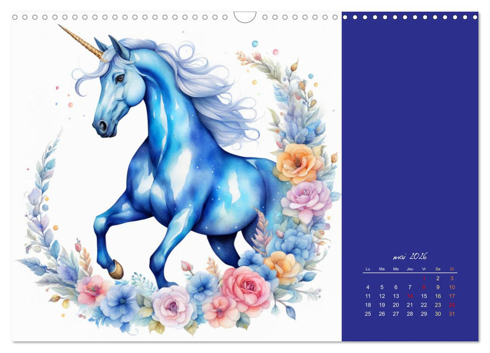 Les licornes (CALVENDO Calendrier mensuel 2026)