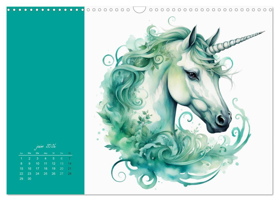Les licornes (CALVENDO Calendrier mensuel 2026)