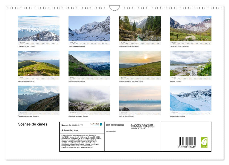 Scènes de cimes (CALVENDO Calendrier mensuel 2026)