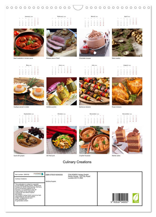 Culinary Creations (CALVENDO Monthly Calendar 2026)
