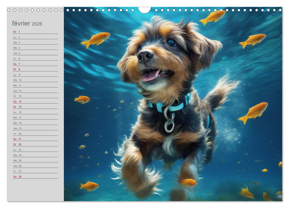 Chiens : les nageurs intrépides (CALVENDO Calendrier mensuel 2026)