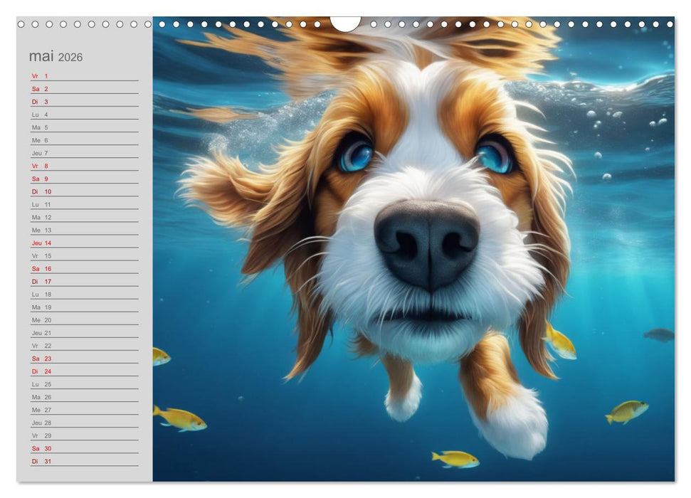Chiens : les nageurs intrépides (CALVENDO Calendrier mensuel 2026)