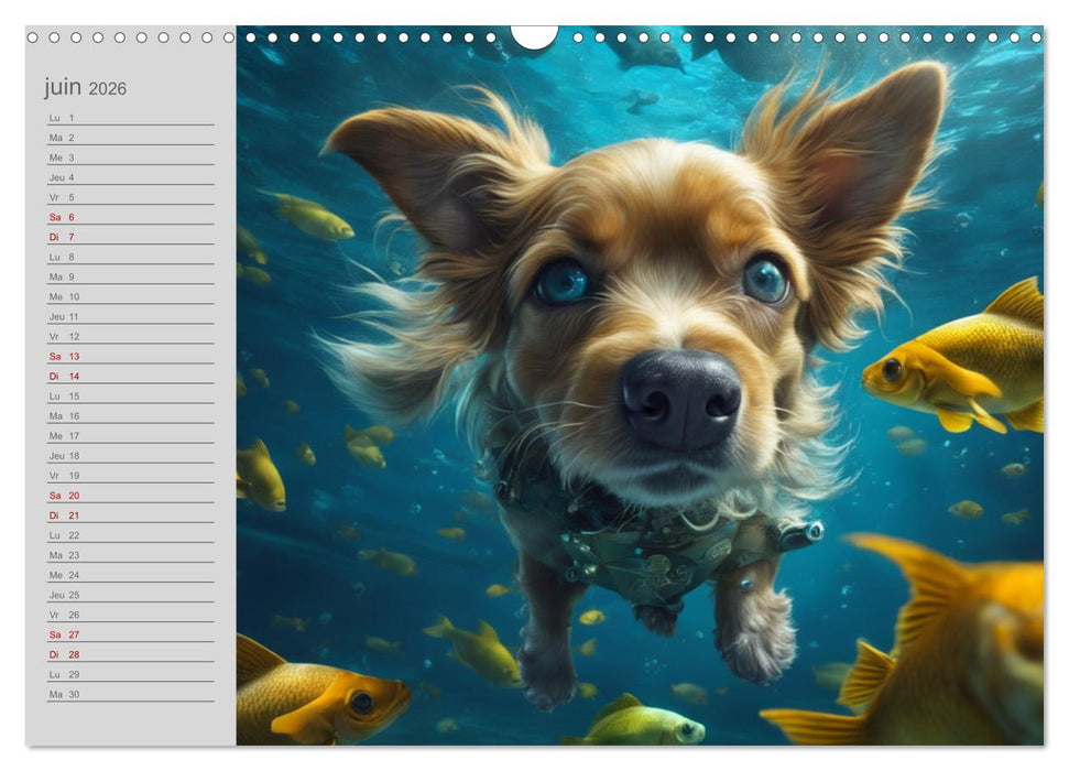 Chiens : les nageurs intrépides (CALVENDO Calendrier mensuel 2026)