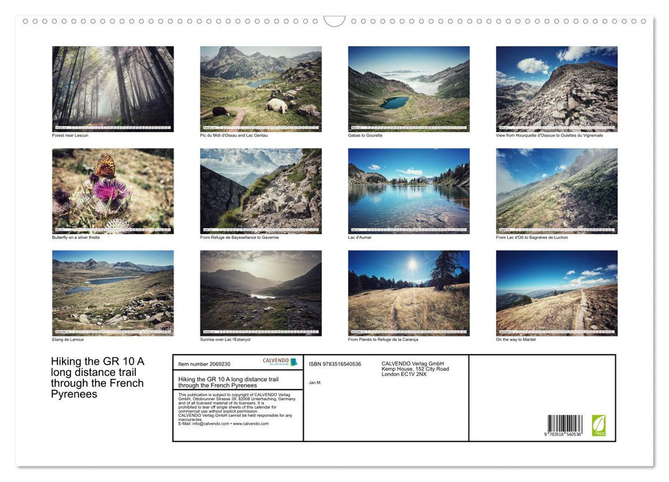 Hiking the GR 10 A long distance trail through the French Pyrenees (CALVENDO Monthly Calendar 2026)