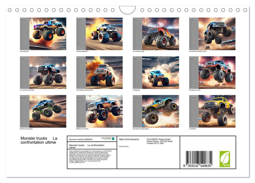 Monster trucks La confrontation ultime (CALVENDO Calendrier mensuel 2026)