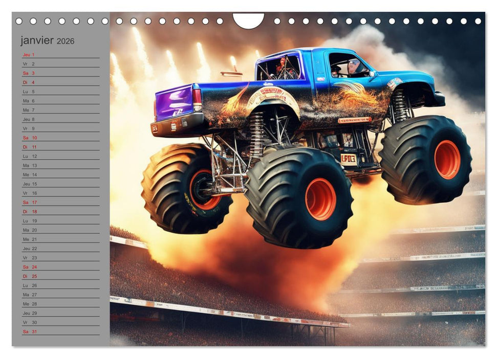 Monster trucks La confrontation ultime (CALVENDO Calendrier mensuel 2026)