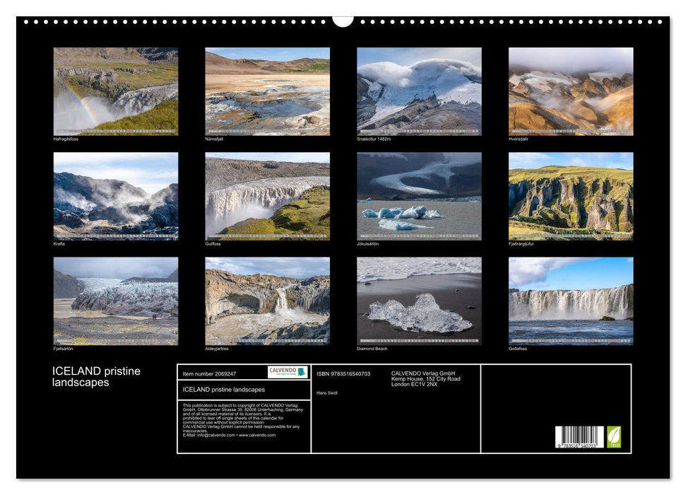 ICELAND pristine landscapes (CALVENDO Monthly Calendar 2026)