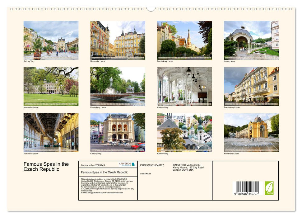 Famous Spas in the Czech Republic (CALVENDO Premium-Calendar 2026)