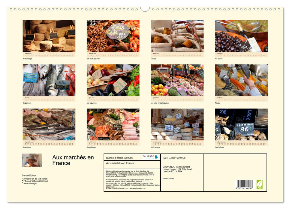 Aux marchés en France (CALVENDO Calendrier mensuel 2026)
