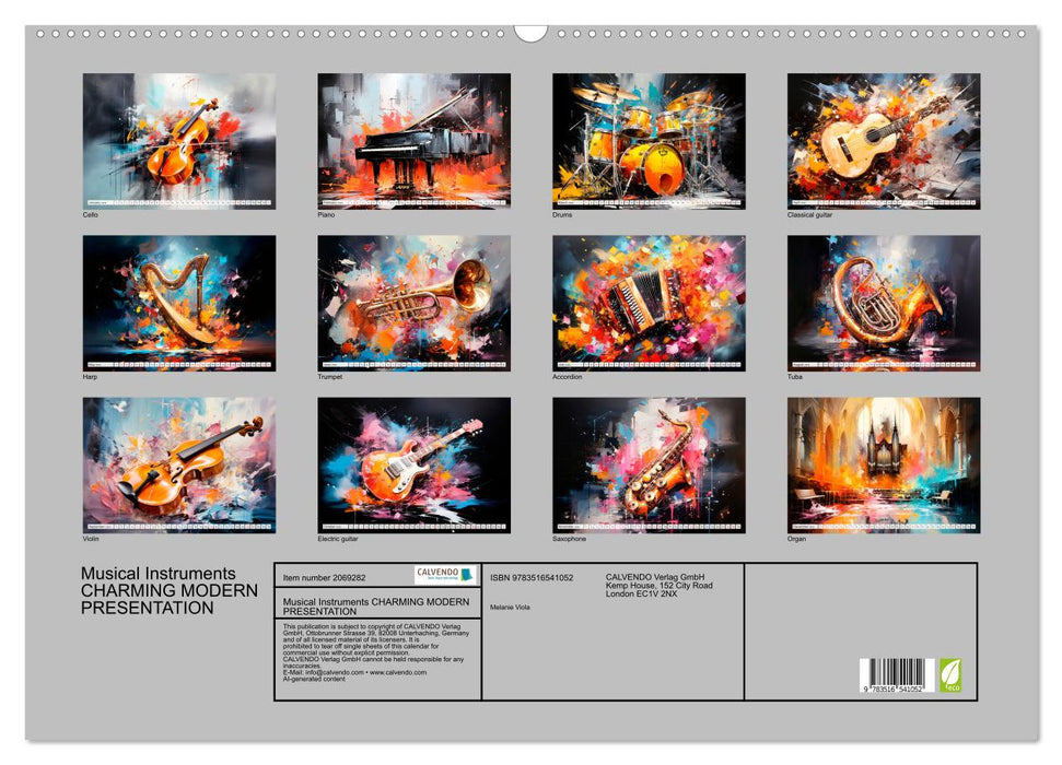Musical Instruments CHARMING MODERN PRESENTATION (CALVENDO Monthly Calendar 2026)