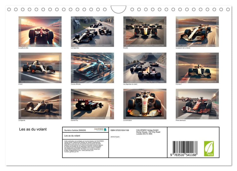 Les as du volant (CALVENDO Calendrier mensuel 2026)