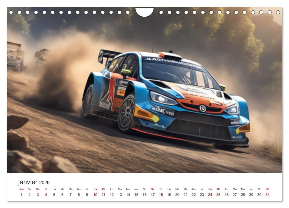 Les voitures de rallye à l'assaut des pistes (CALVENDO Calendrier mensuel 2026)