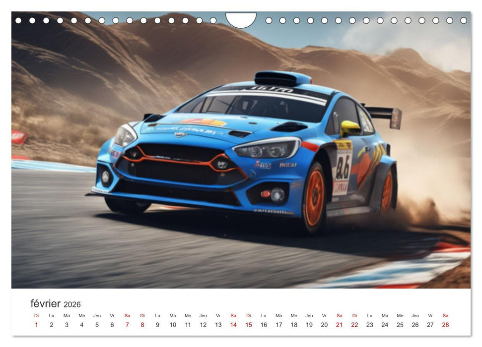 Les voitures de rallye à l'assaut des pistes (CALVENDO Calendrier mensuel 2026)
