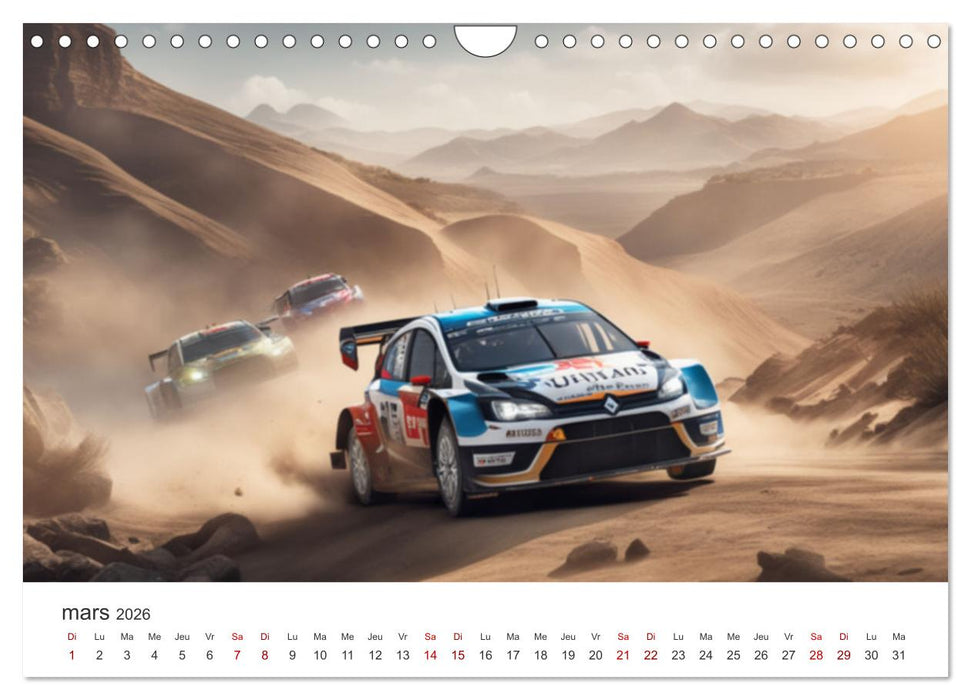 Les voitures de rallye à l'assaut des pistes (CALVENDO Calendrier mensuel 2026)