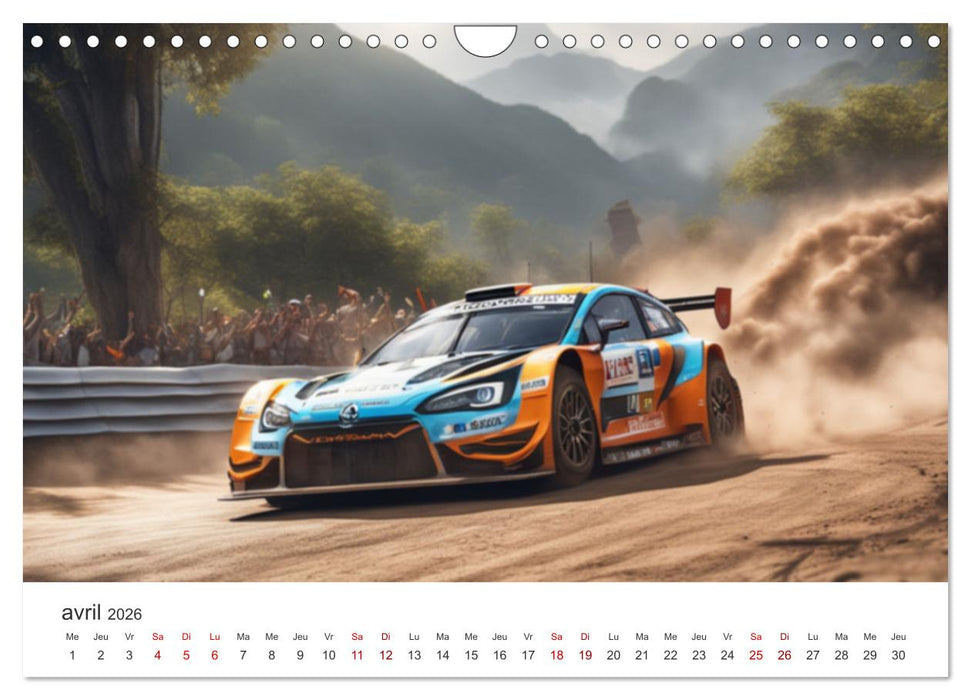 Les voitures de rallye à l'assaut des pistes (CALVENDO Calendrier mensuel 2026)