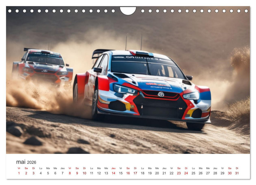 Les voitures de rallye à l'assaut des pistes (CALVENDO Calendrier mensuel 2026)