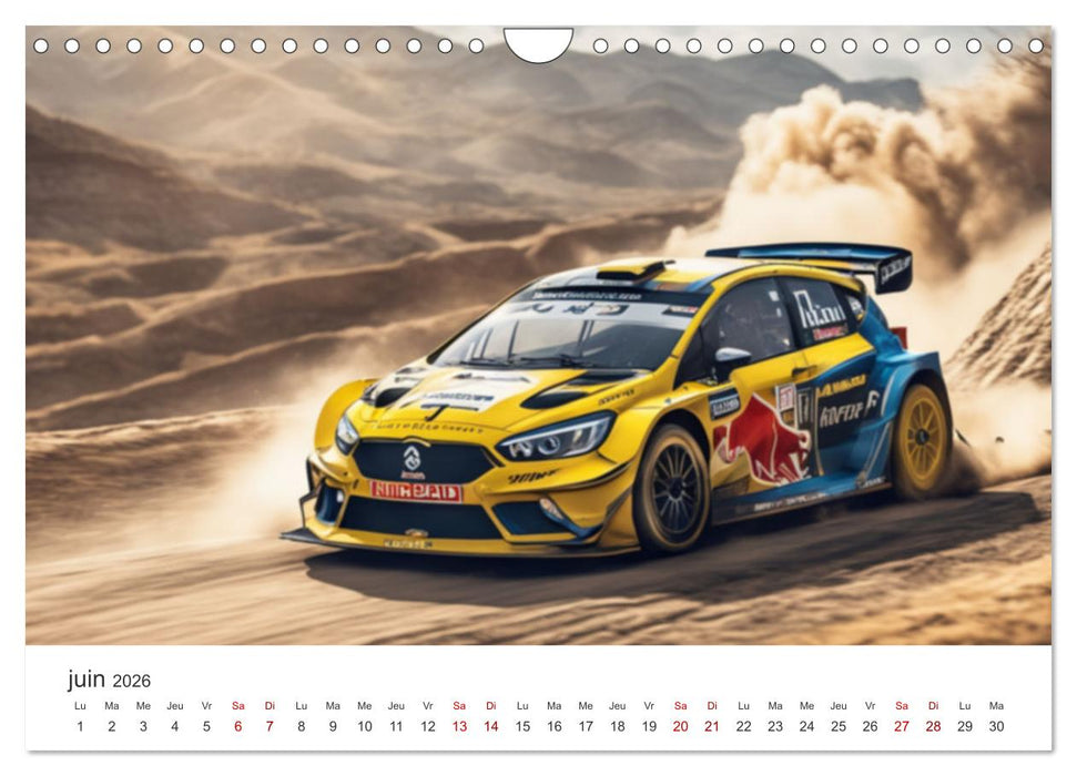 Les voitures de rallye à l'assaut des pistes (CALVENDO Calendrier mensuel 2026)