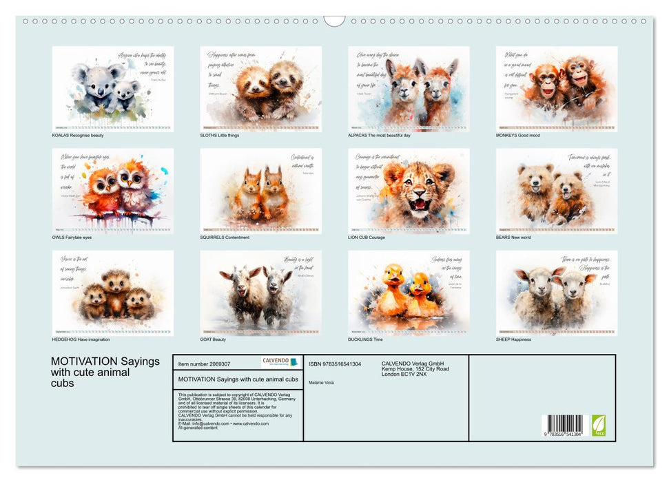 MOTIVATION Sayings with cute animal cubs (CALVENDO Monthly Calendar 2026)