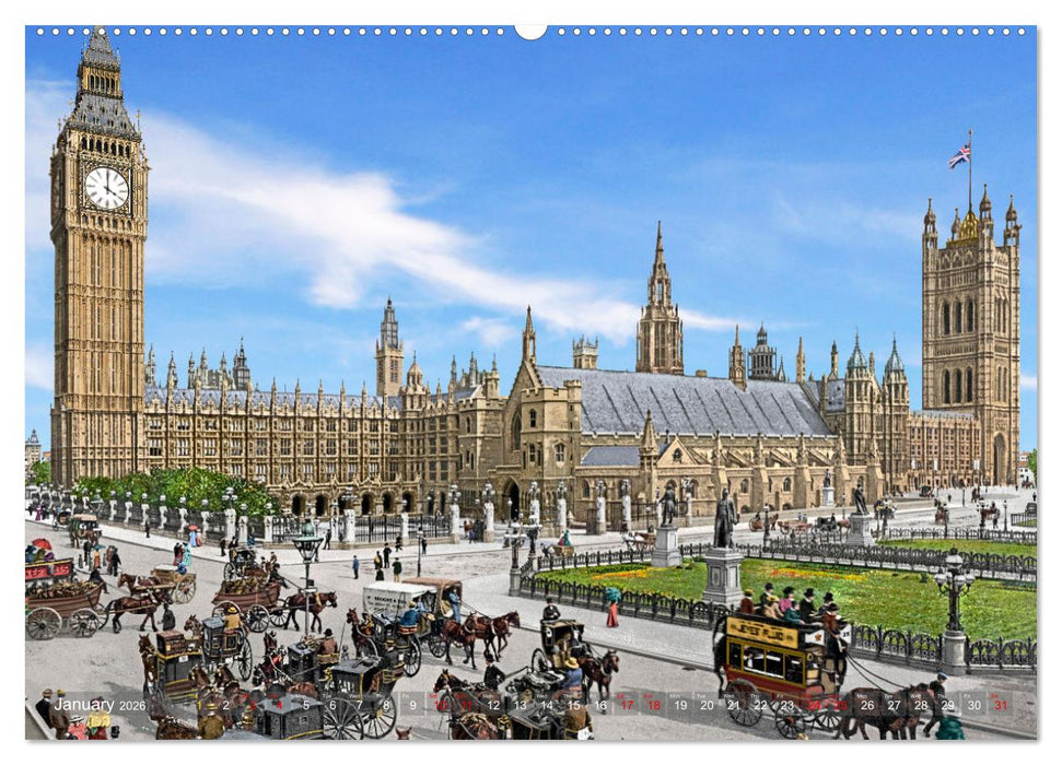 London around 1890-1900 - photos restored and colourised (CALVENDO Premium-Calendar 2026)